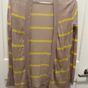 LOFT Yellow and Tan Striped Cardigan